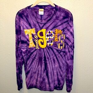 LSU Tigers Purple Tie Dye Long Sleeve Tee Shirt Women’s Size Medium